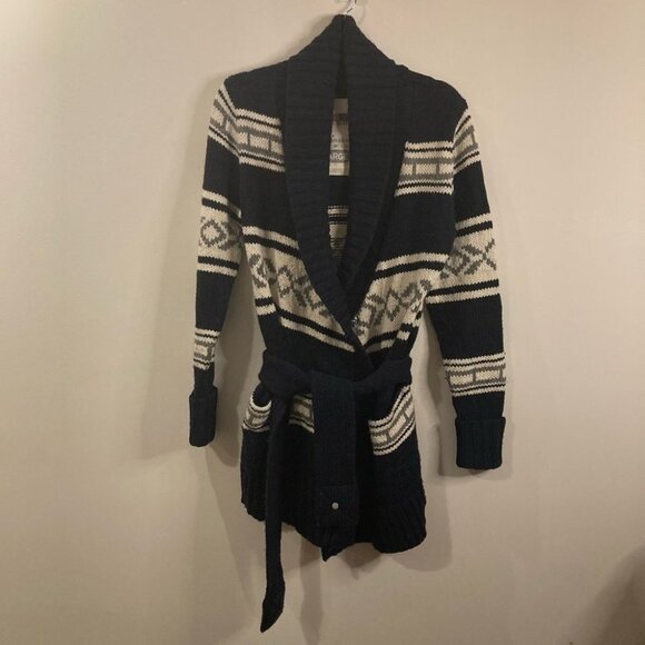 SUPERDRY CO Sz L Knitwear Collection Wool Blend Belted Pockets Cardigan - Picture 1 of 11